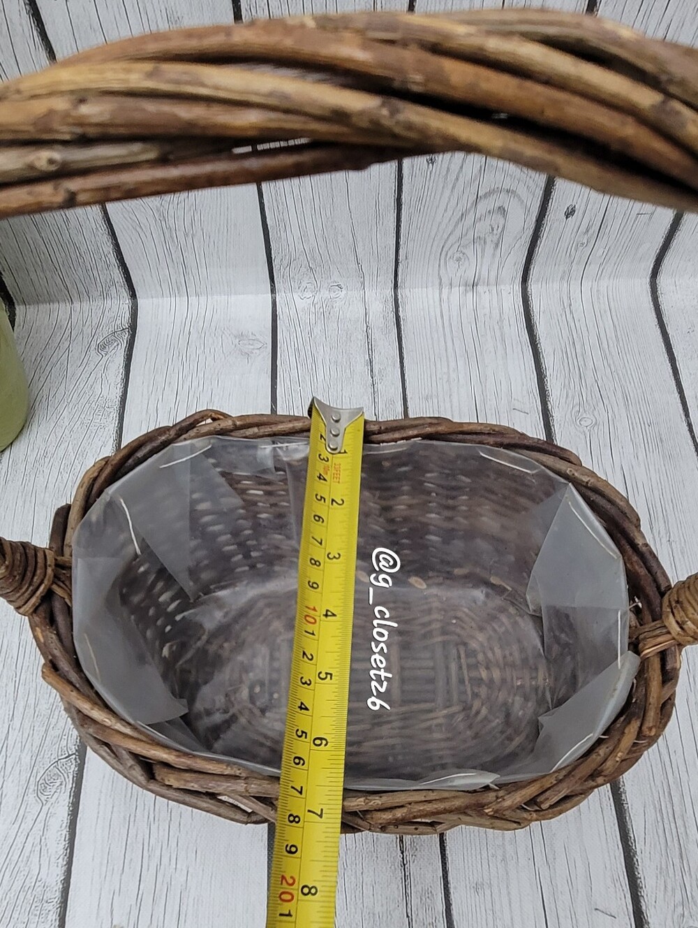 Woven Brown Willow Planter Basket with Handle - Picture 6 of 10